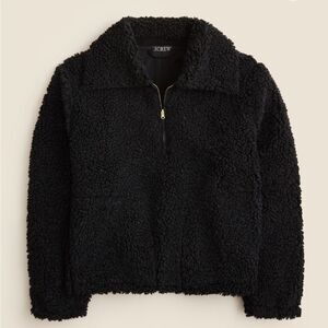 J. Crew Black Sherpa Zip-Front Jacket